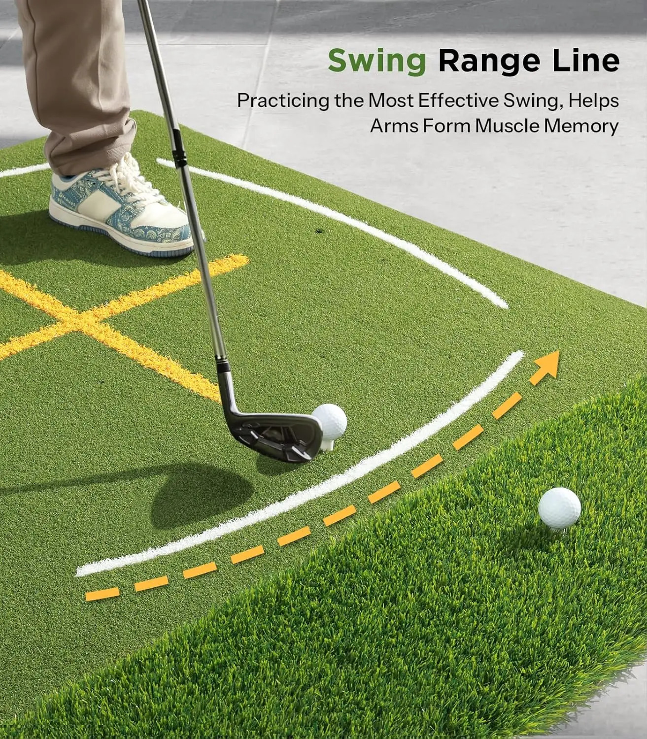 Golf Mat with Dual Turf Hitting Standing GuideLine Swing Path Line 5x4ft Thickened Green Practice Mats 251106