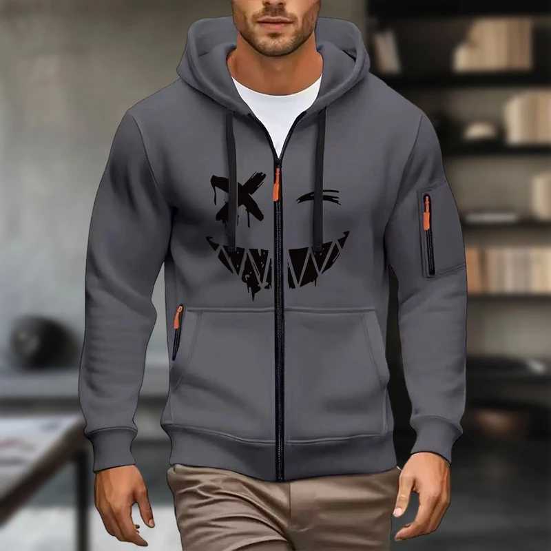 Mens hoodies sweatshirts spring and autumn casual solid-color printed zipper hoodies sportswear long-sleeved hoodies sweat W251106