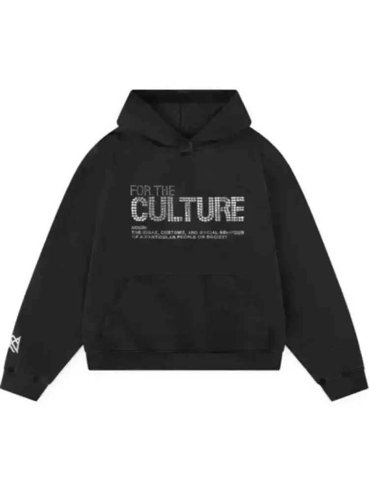 New trend Retro letter pattern hooded American streetwear style autumn casual pure cotton sportswear for men and women W251106