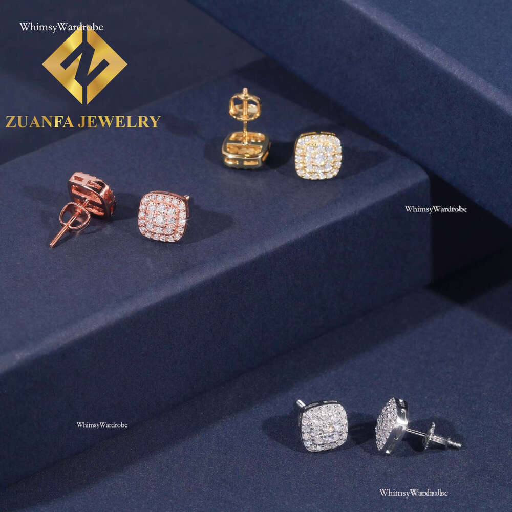 Classic Fine Sterg Sier VVS Moissanite Stud Hip Hop Earring Jewelry Usex