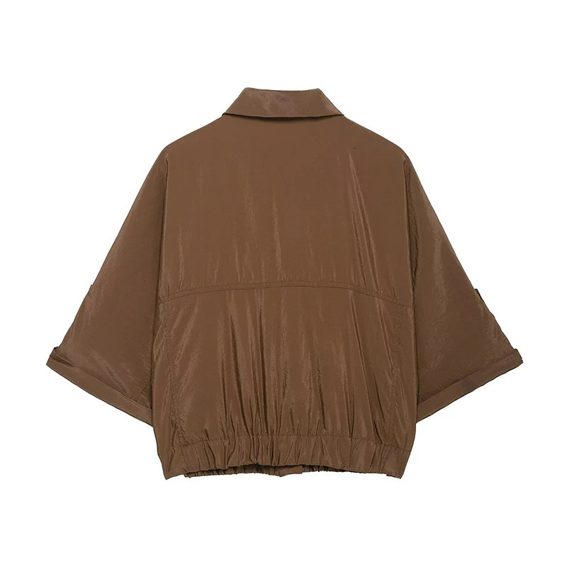 Willshela Womens Fashion 2piece Brown Single Chest Shirt and Retro Elastic Waist Trouser Femle Pants Set 250403