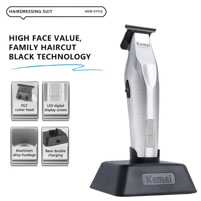 Kemei Km-3023-702 Metal Shaping Clipper, Cordless Hair Clipper Professional USB Base Charging, Exclusive Barbers., Clippers For Barbers, Kit Full Prof