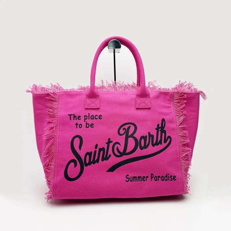 Saint Barth European And American New Fashion Tassel Embroidery White Large Capacity Black Beach Tote Bag Handbag