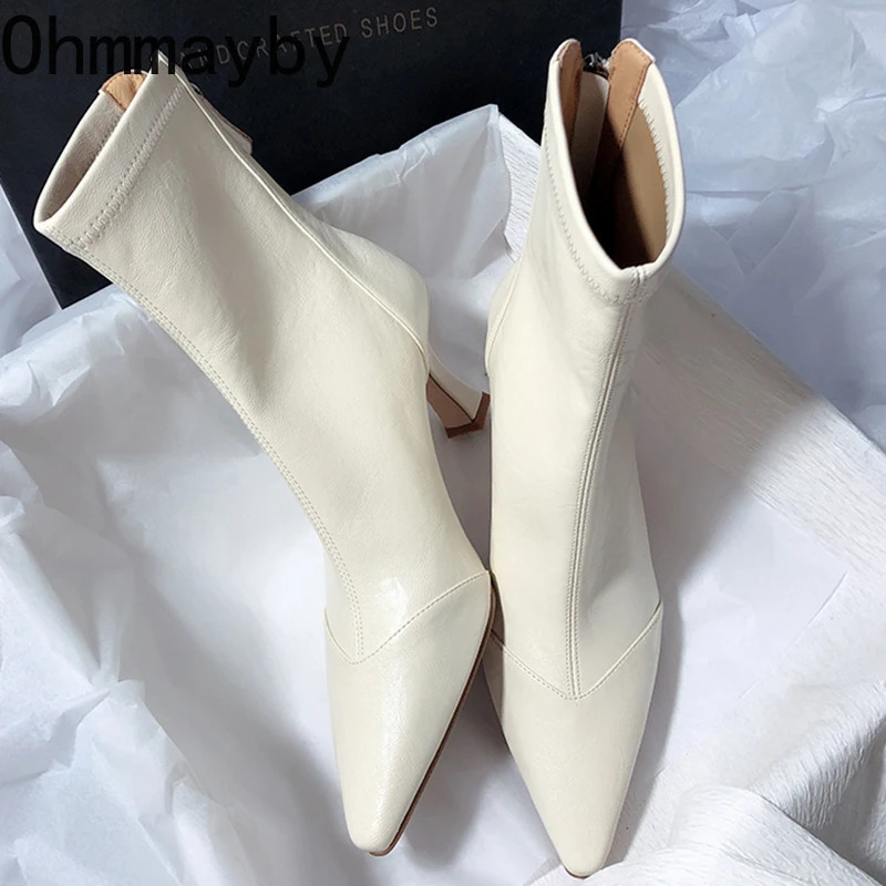 Autumn Vintage Pointed Toe Women Ankle Boots Fashion Soft Leather Ladies Elegant High Heel Short Botas Zapatos De Mujer 251105