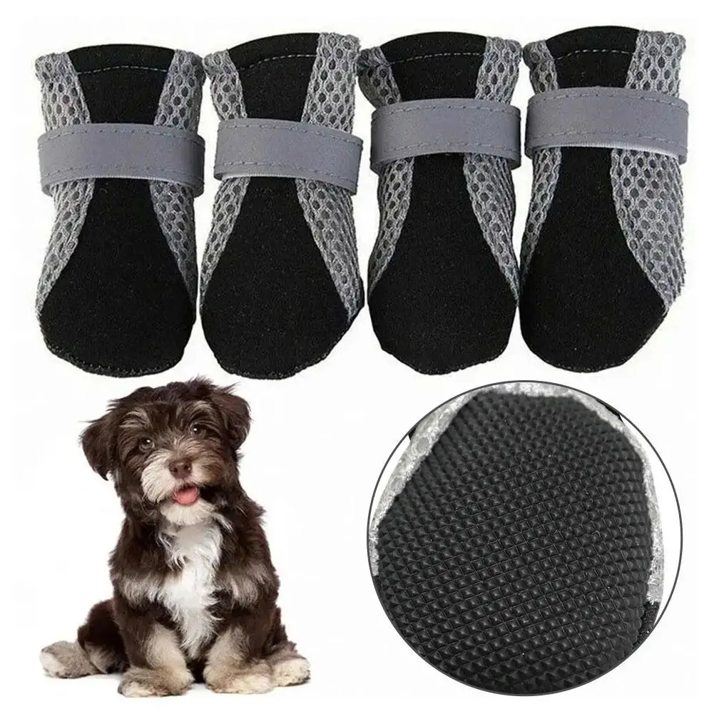 Breathable Pet Dog Shoes Outdoor Walking Net Shoes Soft Summer Pet Shoes Night Safe Non-slip Reusable Boots For Small Mediu F3D2 250402