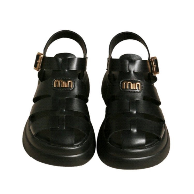 designer shoes 2025 new Women's thick-soled black sporty peep-toe Roman sandals style for summer and autumn fashionable and casual sandals for wo