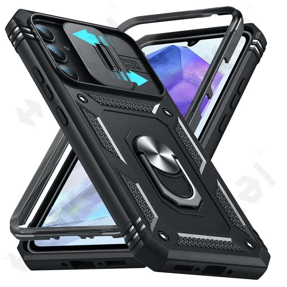 Case for Samsung Galaxy S24 S23 S22 S25 Ultra Plus A55 A56 A36 FE 4G 5G Slider Camera Protect 360 Full Protection Bracket Cover