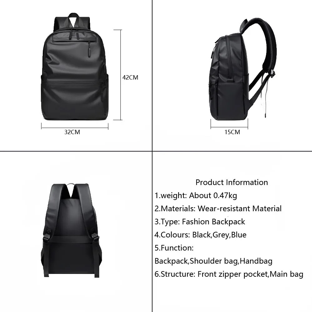 Mens fashionable backpack with large capacity multi-layer partition wear-resistant and waterproof convenient for business travel laptop bag 250402