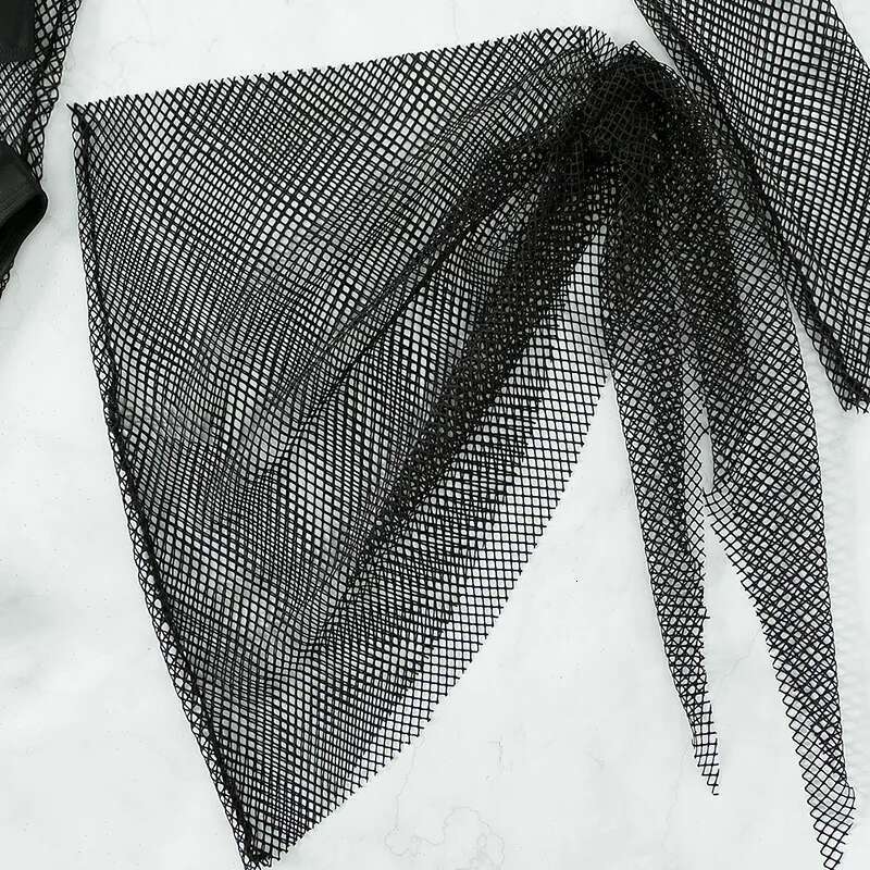 Solid Color Swimsuit Women 2023 Black Long Sleeve Mesh 4 Piece Bikini High Waist V-neck Brazilian Bathing Suit Swimwear OLDL025