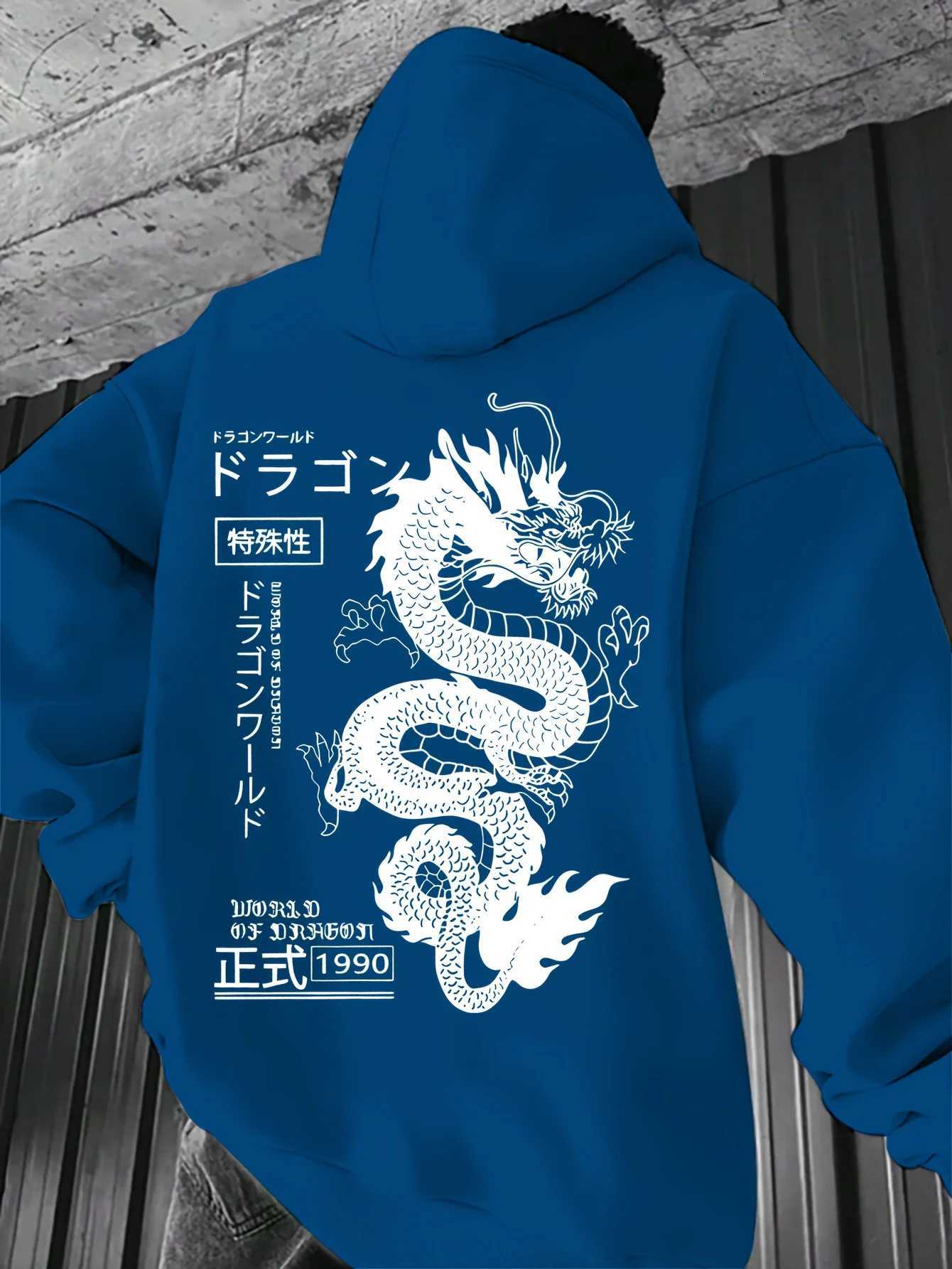 Hot sale mens new autumn Chinese Loong letter printing soft and comfortable hooded sweater outdoor versatile fashion clothes W251106