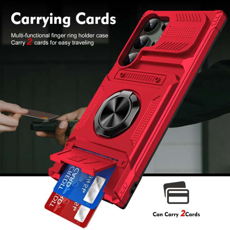 Case For Samsung S24 S23 Ultra Plus FE A14 A15 25 35 55 Magnetic Rotated Ring Kickstand Heavy Duty Drop Protection Wallet Cover