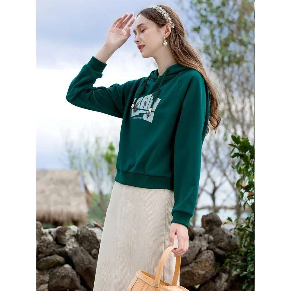 Christmas Pullover Women Loose Casual Printed Long Sleeves Cotton Hoodies Female Clothing