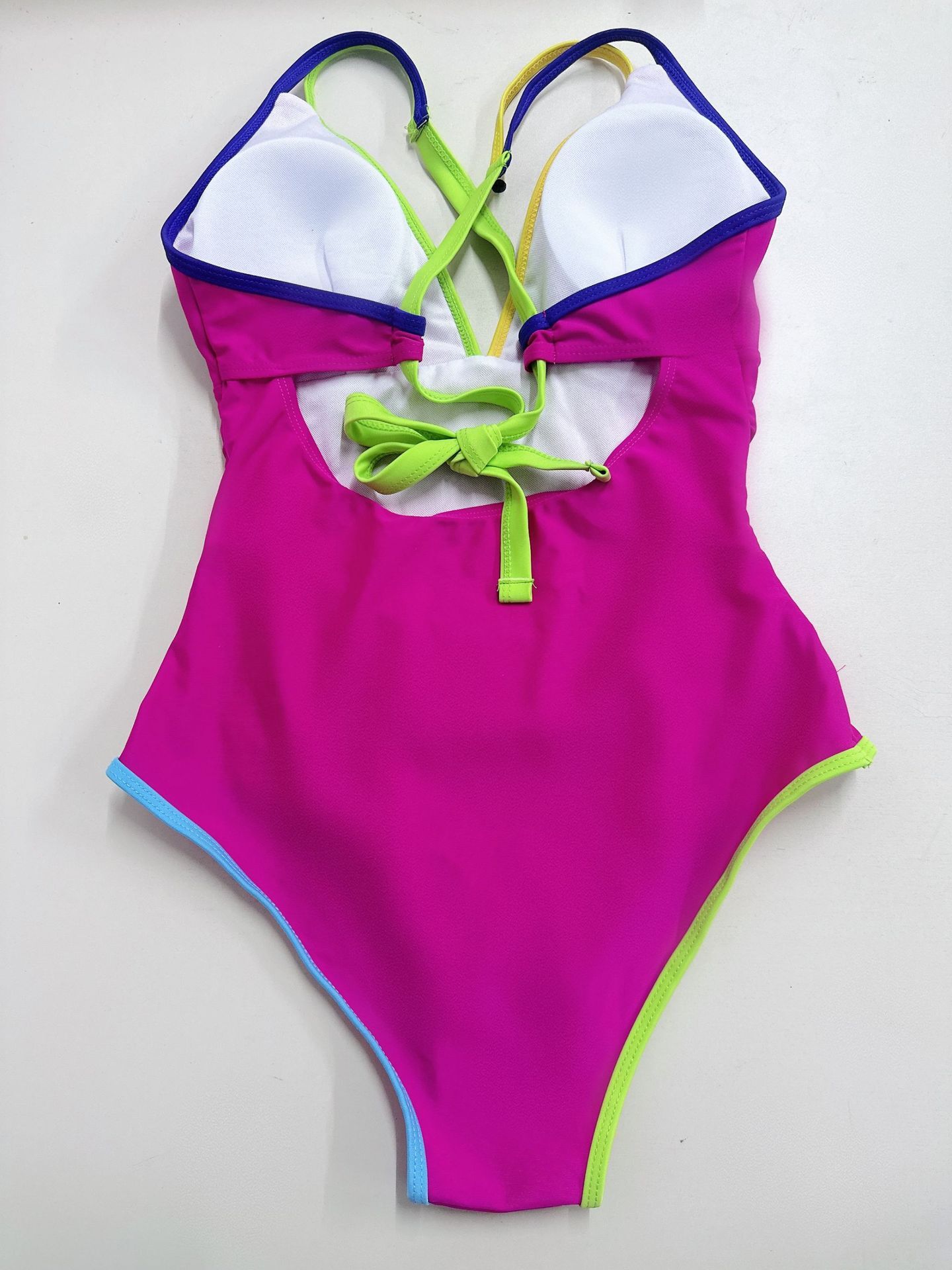 New minimalist solid color bikini swimsuit, women's suspender one-piece tight and sexy backless swimsuit