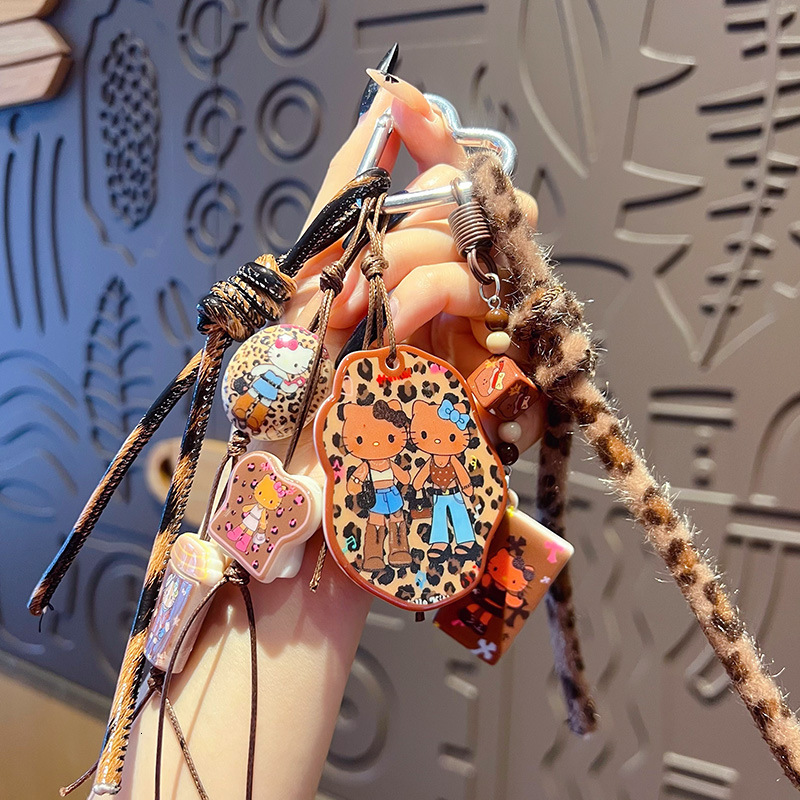 designer bag charm handmade dIy melad leopard print bracelet pendant plush beaded fashion series bag keychain small ornament