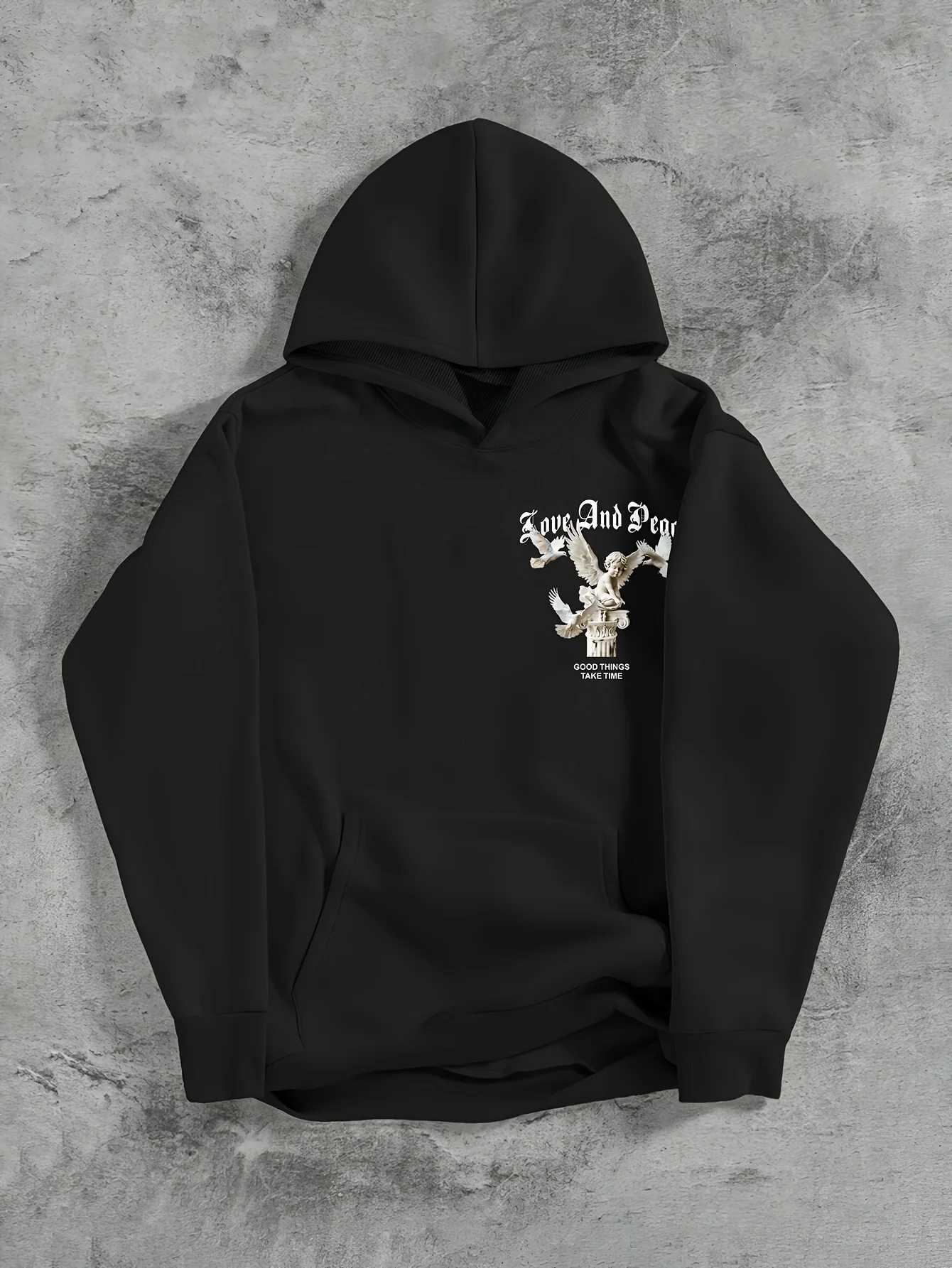 2025 New Trendy Long Sleeve Mens Angel Printed Casual Street Hoodie Autumn/Winter Clothing W251106