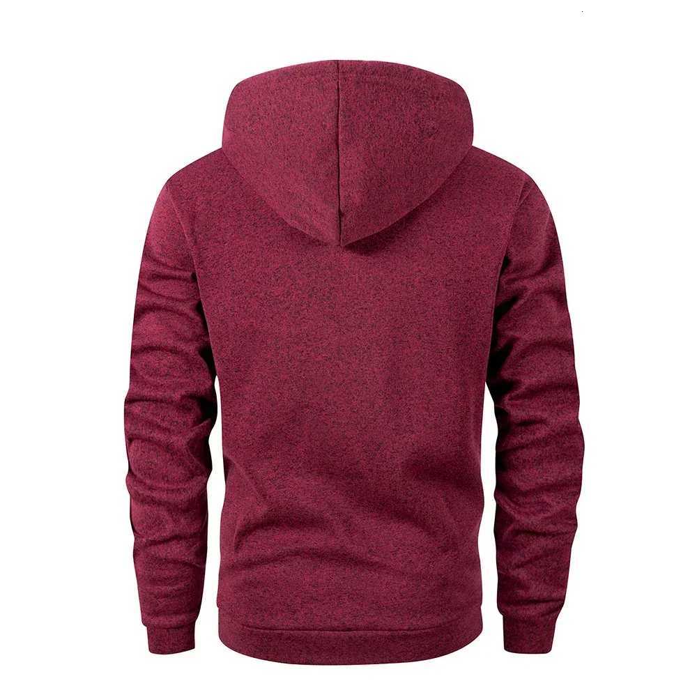 Mens Autumn Warm Hooded Sweatshirt Solid Color Half Zipper Sweatshirt Casual Long Sleeve Breathable Streetwear Sportswear W251106