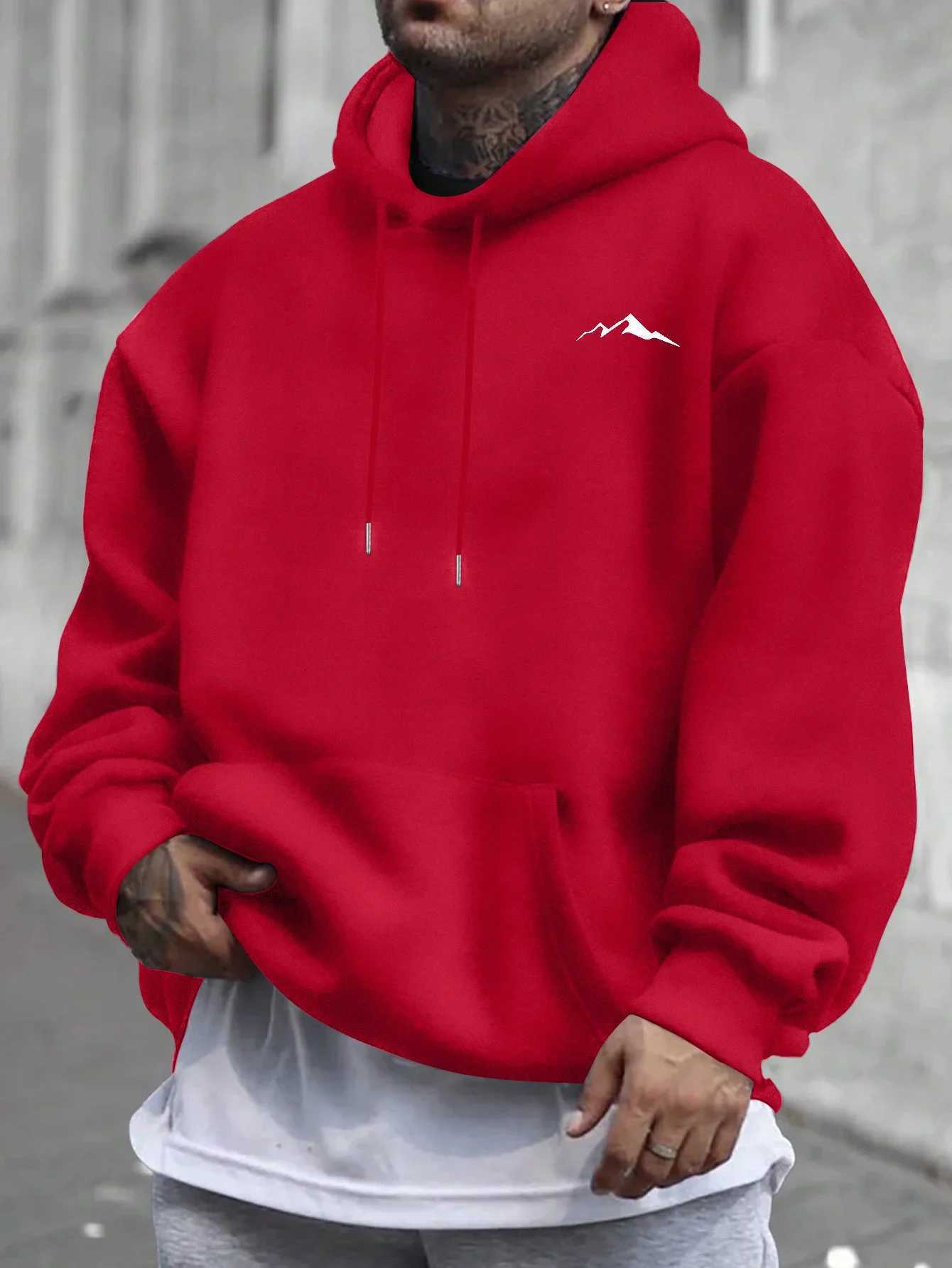 Mens new fashion trend printed hooded sweatshirt casual loose sweatshirt with street hip-hop features W251106