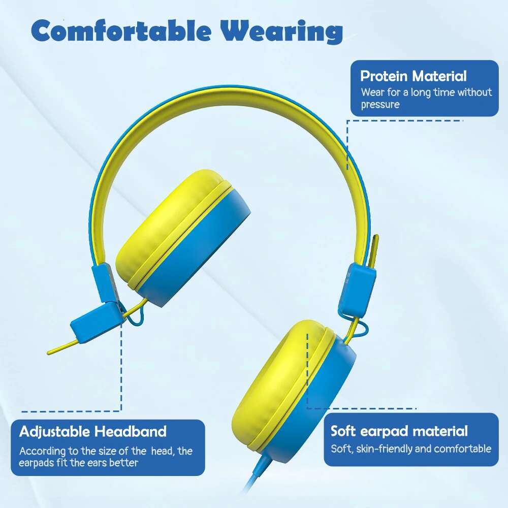 New Bee KH20 Kids Study Wired Headphones Headphone Foldable Earphone with Mic Music Headset Limited Volume for Children