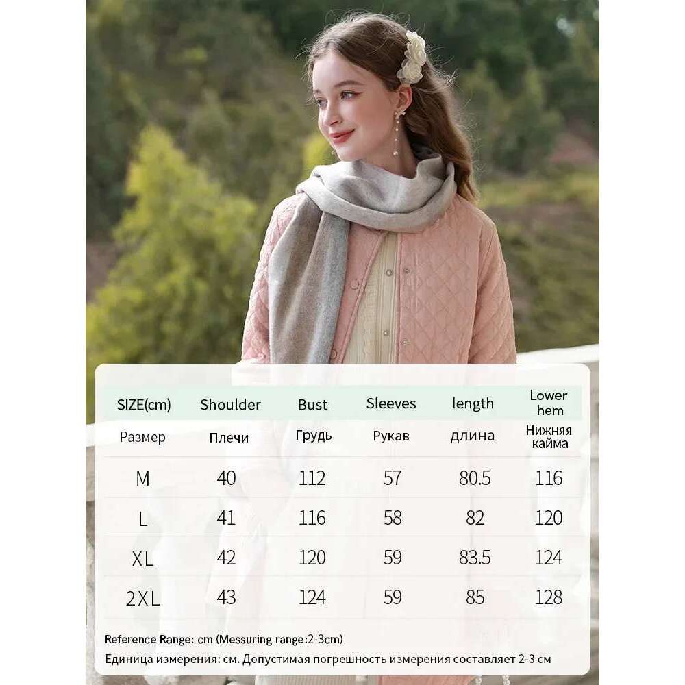 Small Fragrant Wind Parkas For Women Grid Long Padded Coat 2025 New Winter Outerwear Warm Jacket