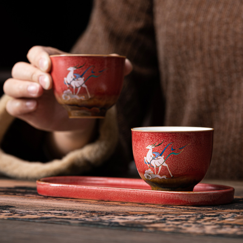 Two Cups with Dry Bubble Ceramic Tray Kung Fu Tea Tasting Gift Box Master Cup Wholesale ddmynov