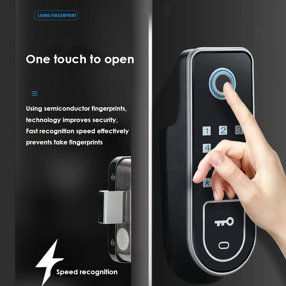 Bluetooth Tuya App Fingerprint Smart Door Lock Gate Password RFID Card Rim Bolt Lock Electronic Door Lock 250402