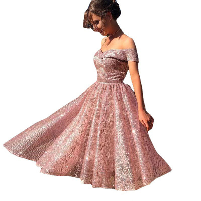 2025 Womens New Banquet Evening Dress Sexy v Slimming Short Dress