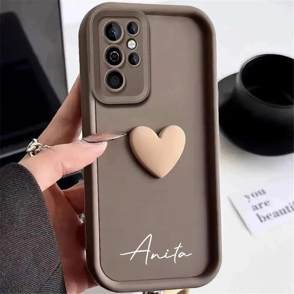 Customized Personalized Name 3D Love Heart Case For Samsung Galaxy S25 S24 S22 S20 Ultra Plus Cover S23 S21 FE