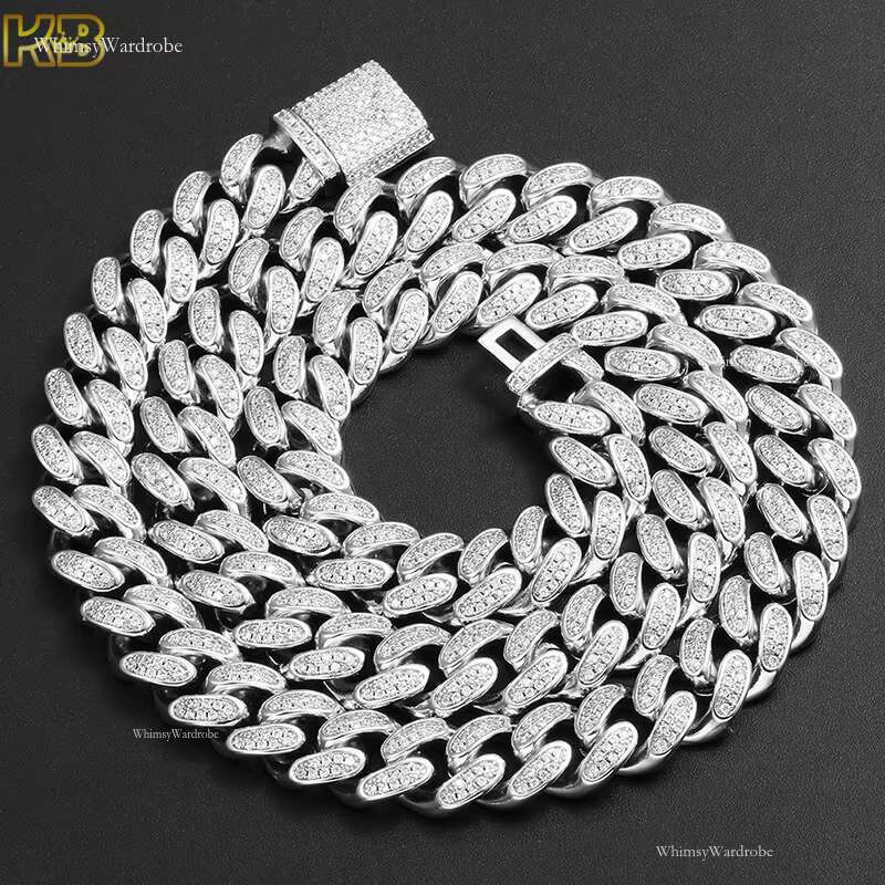 Tennis Necklace Sier Cuban Hip Hop Style VVS Moissanite Dia Chain High Quality Jewelry for Men Women