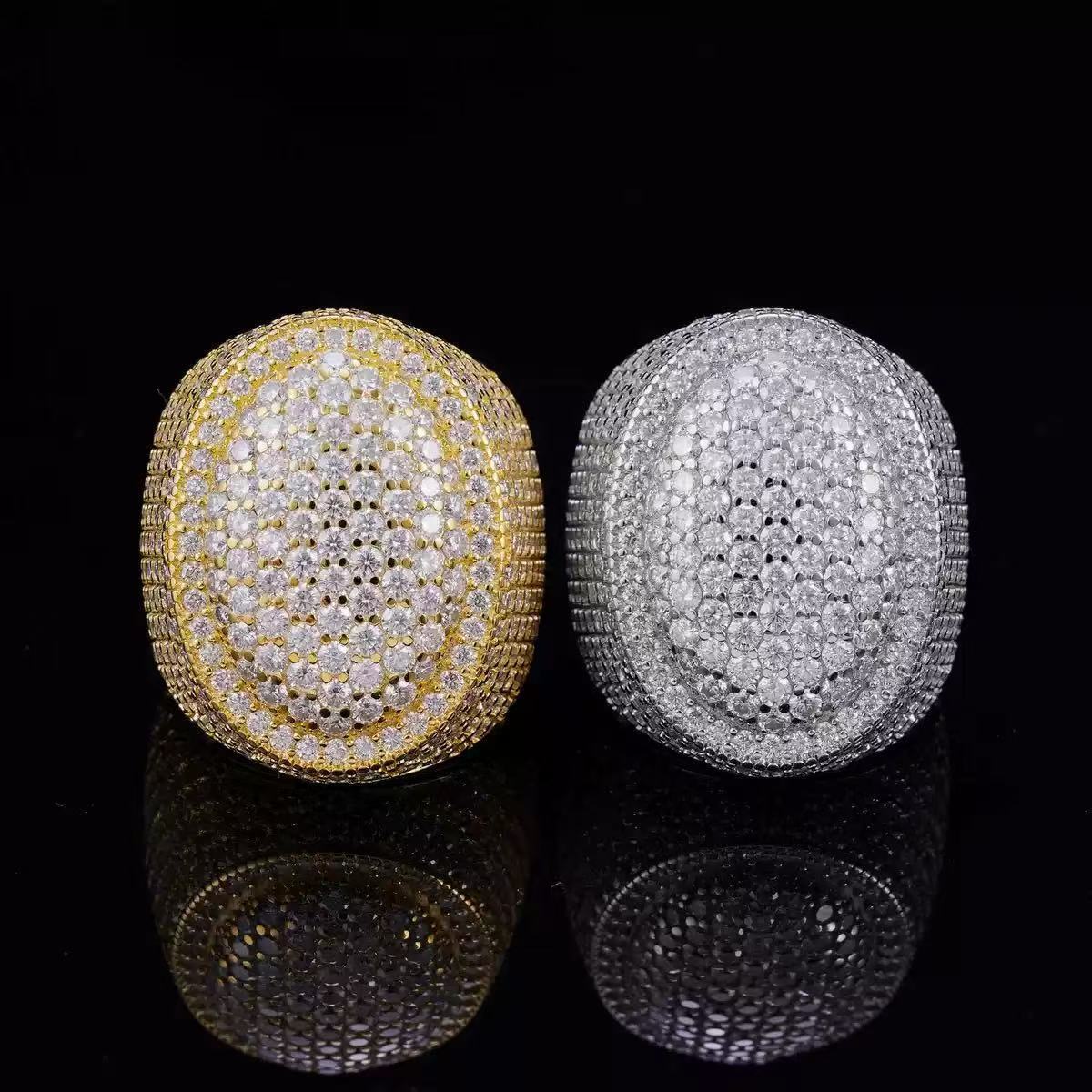 Hip Hop Jewelry Ring S925 Sterling Silver Ice Out Vvs Moissanite Pass Diamond Tester Resin Flower Finger Rings for Men