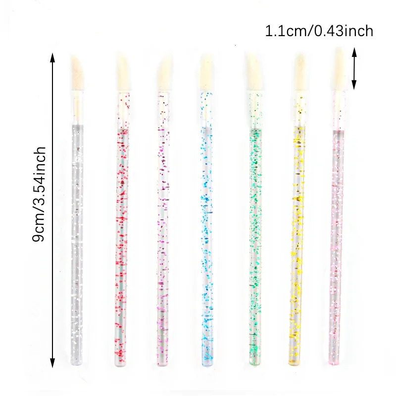 Crystal lip brushes in 7 colors 50 piecespack Disposable lipstick transparent brush Portable cotton swab application makeup cleaning tool 250325