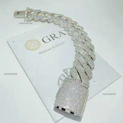 Custom Pass Dia Tester Moissanite Hip Hop Jewelry Cuban k Chain Iced Out 20mm 4 Row Sier Bracelet