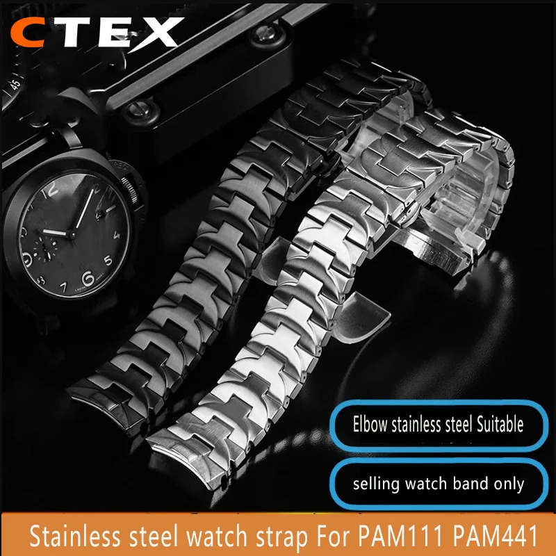 316L Stainless steel watch strap 22 24mm watchband for Panerai PAM111 PAM441 band Curved soild metal bracelet men 251105