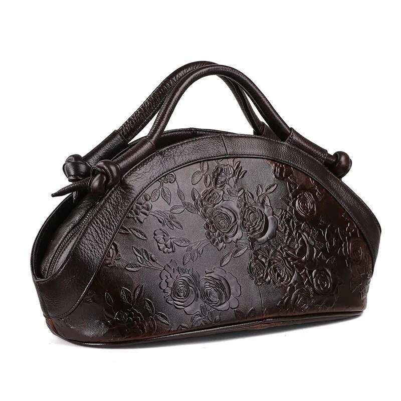 MOTAORA 2025 New Women Shoulder Genuine Leather Handbag Female Oil Wax Cowhide Retro Emed High Quality Ladies Bag