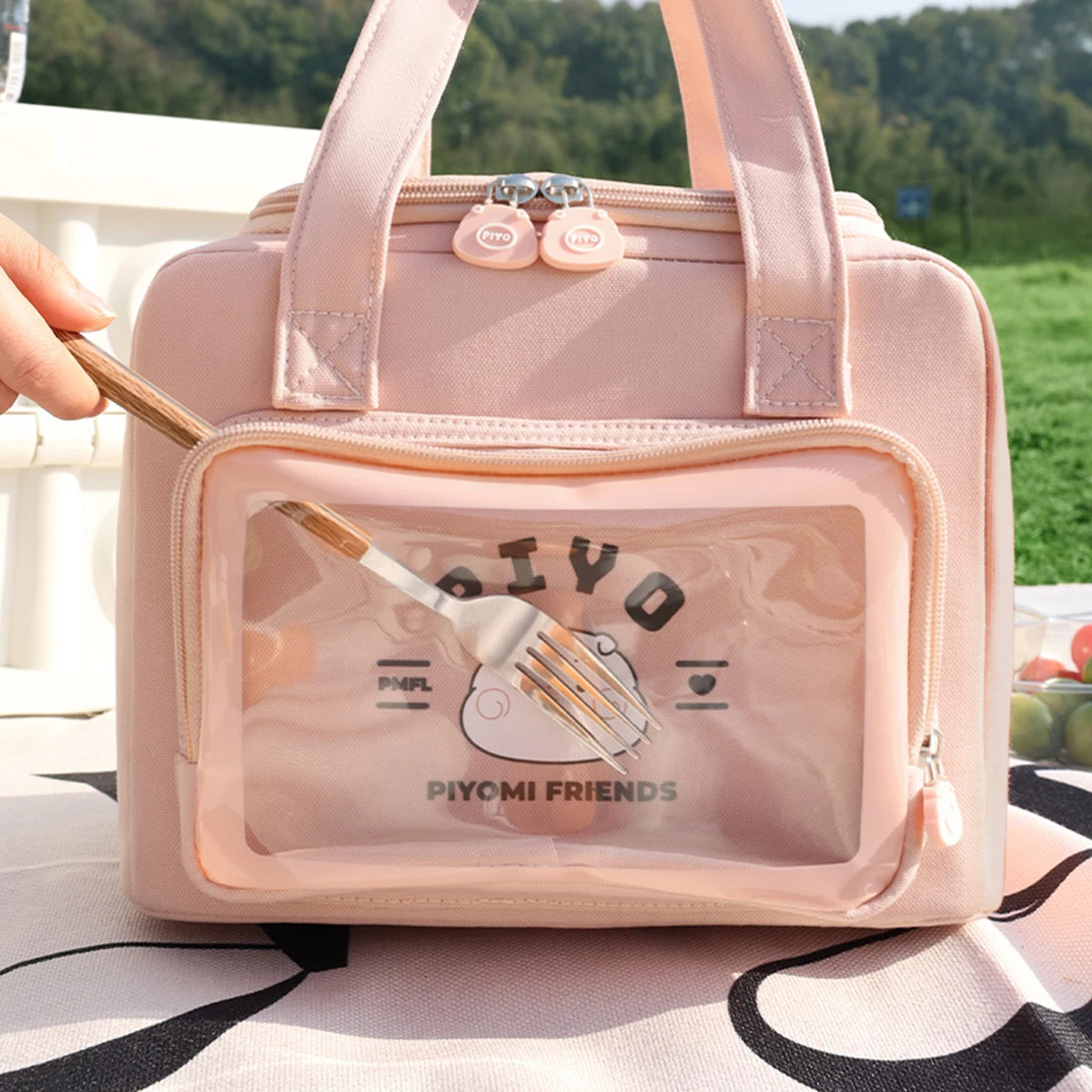 8L cartoon large capacity handbag lunch bag picnic insulated box student portable vacation beach 250401