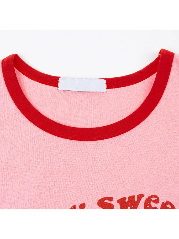 Pink Printed Y2k Tank Top Summer Shoulder O-Neck Sleeveless Fashion 90s Retro Crop Top Womens Casual Sexy 250403