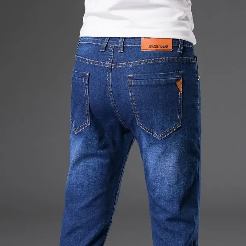 2025 Mens Business Stretch Jeans Korean Fashion Straight Leg Edition Denim Long Loose Pants Trousers 250401