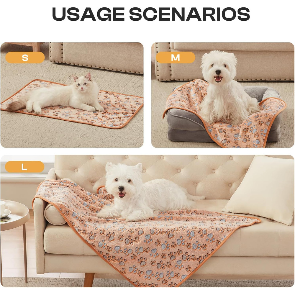 Blankets Super Soft Fluffy Premium Fleece Pet Blanket Flannel Throw for Dog Puppy Cat Paw Brown/Pink/White
