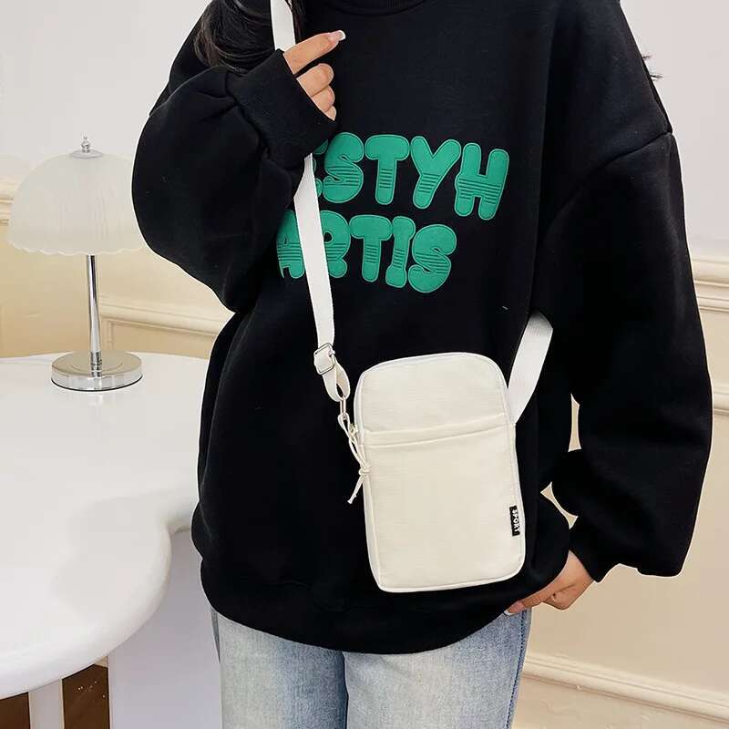 2025 Simple Trendy aron Solid Color Shoulder Crossbody Canvas Bag Versatile Fashion Zero Wallet Samll Square Phone Bags for Girls