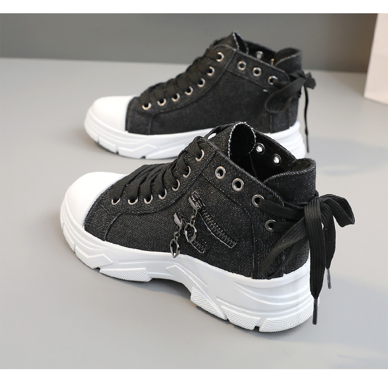 2025 New Canvas shoes women casual shoes high top shoes breathable thick sole height increasing Martin boots comfortable fashion sports