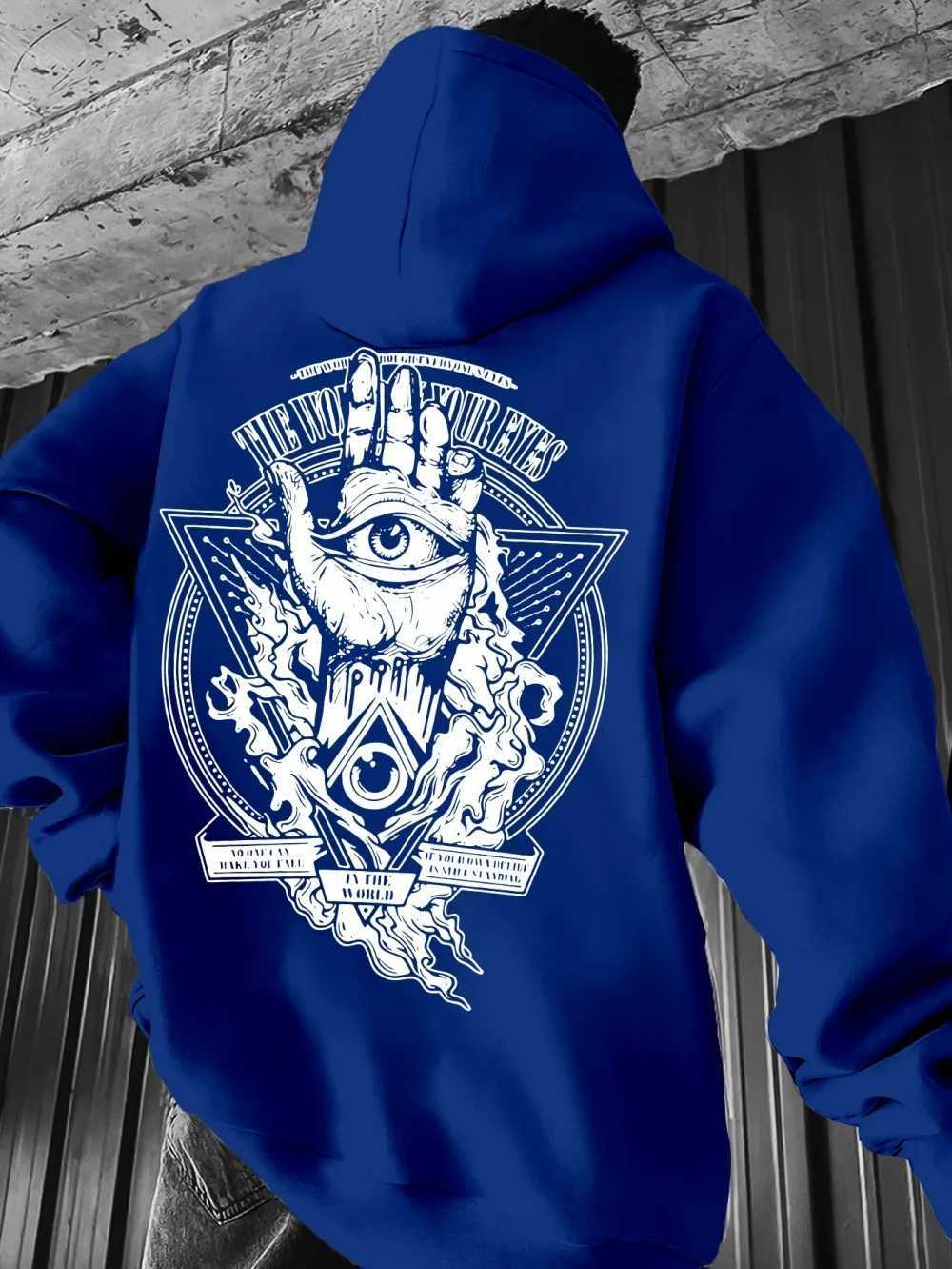 2025 American Autumn New Mens Totem Printed Micro Elastic Comfortable Hoodie Outdoor Street Style Clothing W251106