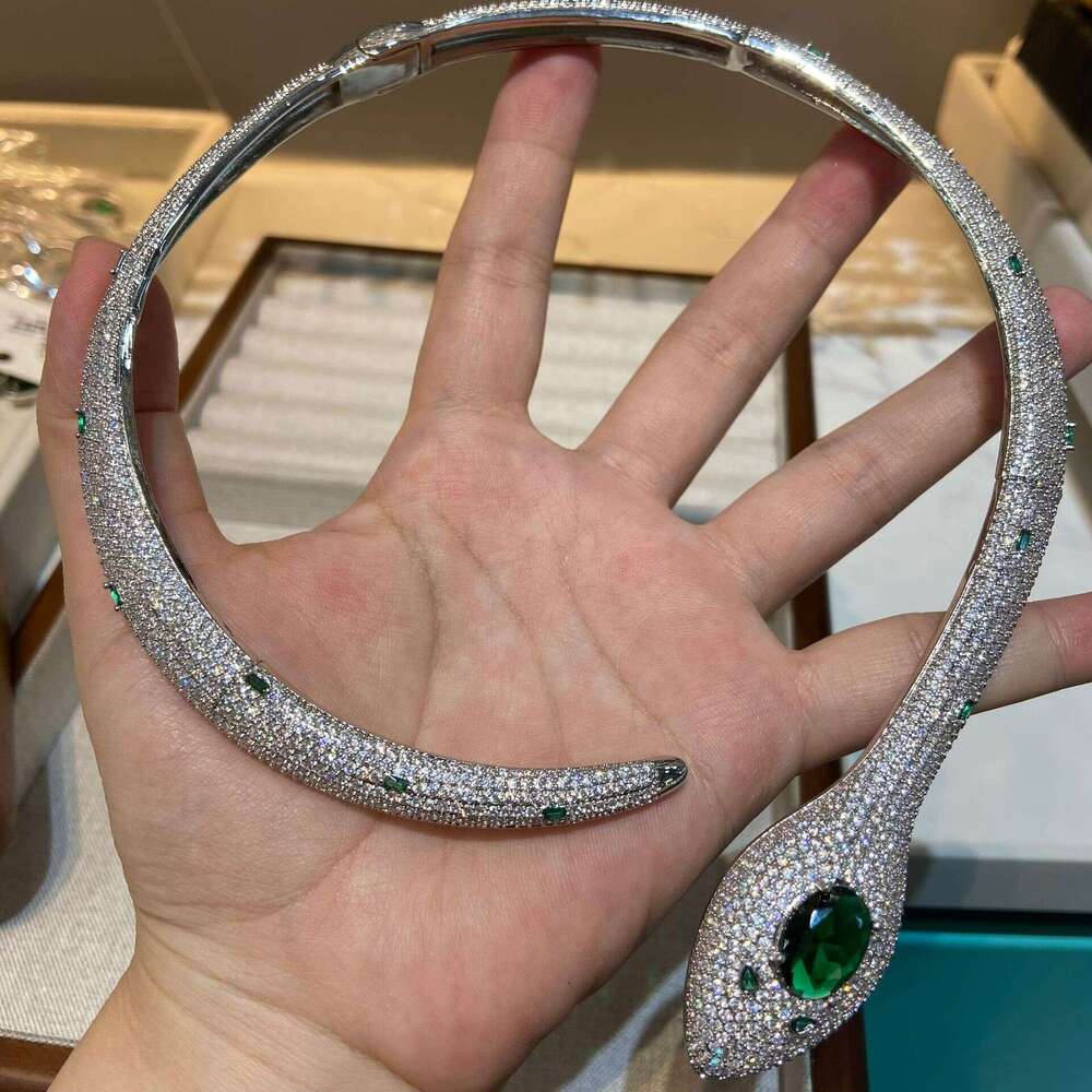 Treasure Series Snake Shape Necklace Italian High Carbon New High-end Full Zircon Cross-border Hot-selling Fashion Heavy Craft Jewelry Set