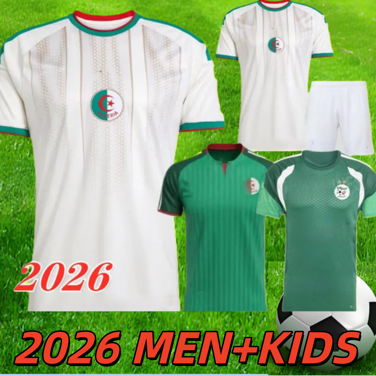 Algeria 2026 soccer jersey 26 27 Gouiri Amoura Hadj Moussa Boudaoui Houssem Aouar Rayan Ait-Nouri Benrahma Ramiz home away Camisetas football shirt men kids