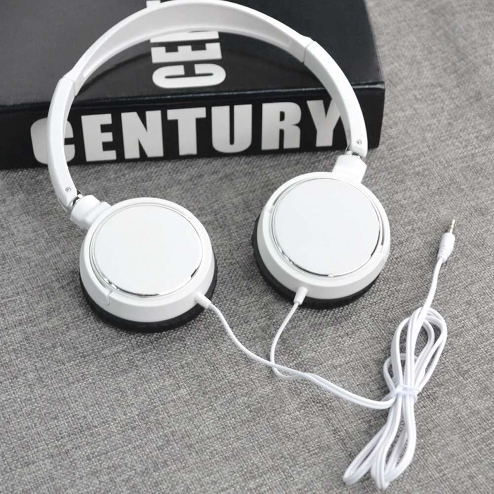 Adjustable Wired Portable Audio Bass Over Ear Foldable Headphone Black White HiFi Stereo 3.5mm Headset Tablet Supplies