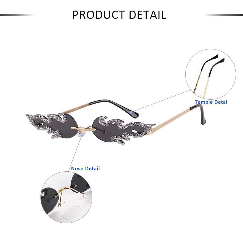 Feather Fire Frame Women Handmade Pearl Sunglasses Flame-shaped Party Shades