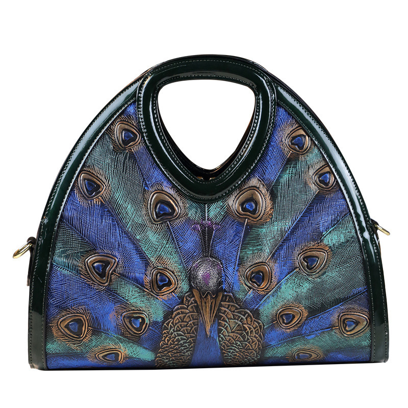 Peacock Open Screen Handbag Bag National Style Women's 7201 Green Fashion 32-22-13