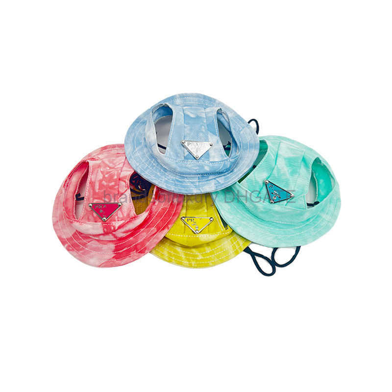 Trendy Dog Hat Summer Sunshade Hat Pet Tie Dyed Hat Baseball Duck Tongue Hat Sunscreen Fisherman Hat Teddy