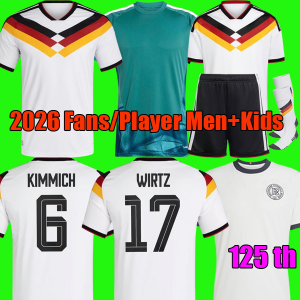 S-4XL 25 56 125 Year Anniversary Germany soccer jerseys WIRTZ PAVLOVIC WOLTEMADE KIMMICH Fans Player 2026 World Cup shirts Men Kids Kit Set