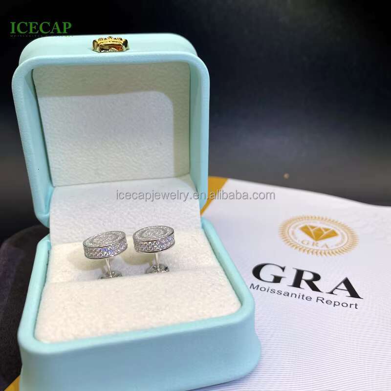 Fine Jewelry Men Women Diamond Earrings VVS Moissanite 925 Sterling Silver White Gold Plated Stud Earrings Wedding Earrings