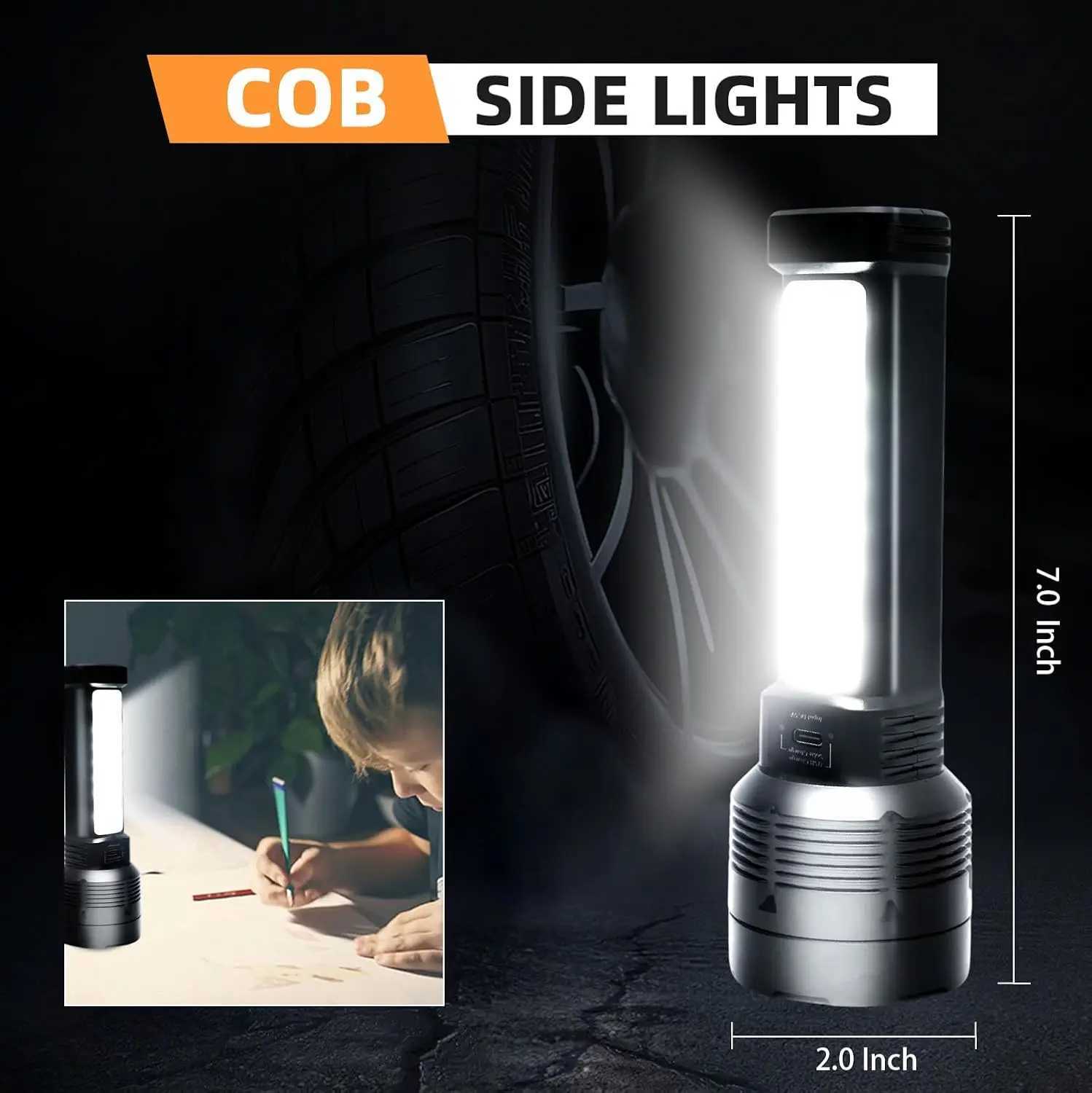 Multi-function Solar / USB Charging LED Flashlight Super Bright Waterproof Torch Light for Home CampingHikingW251106