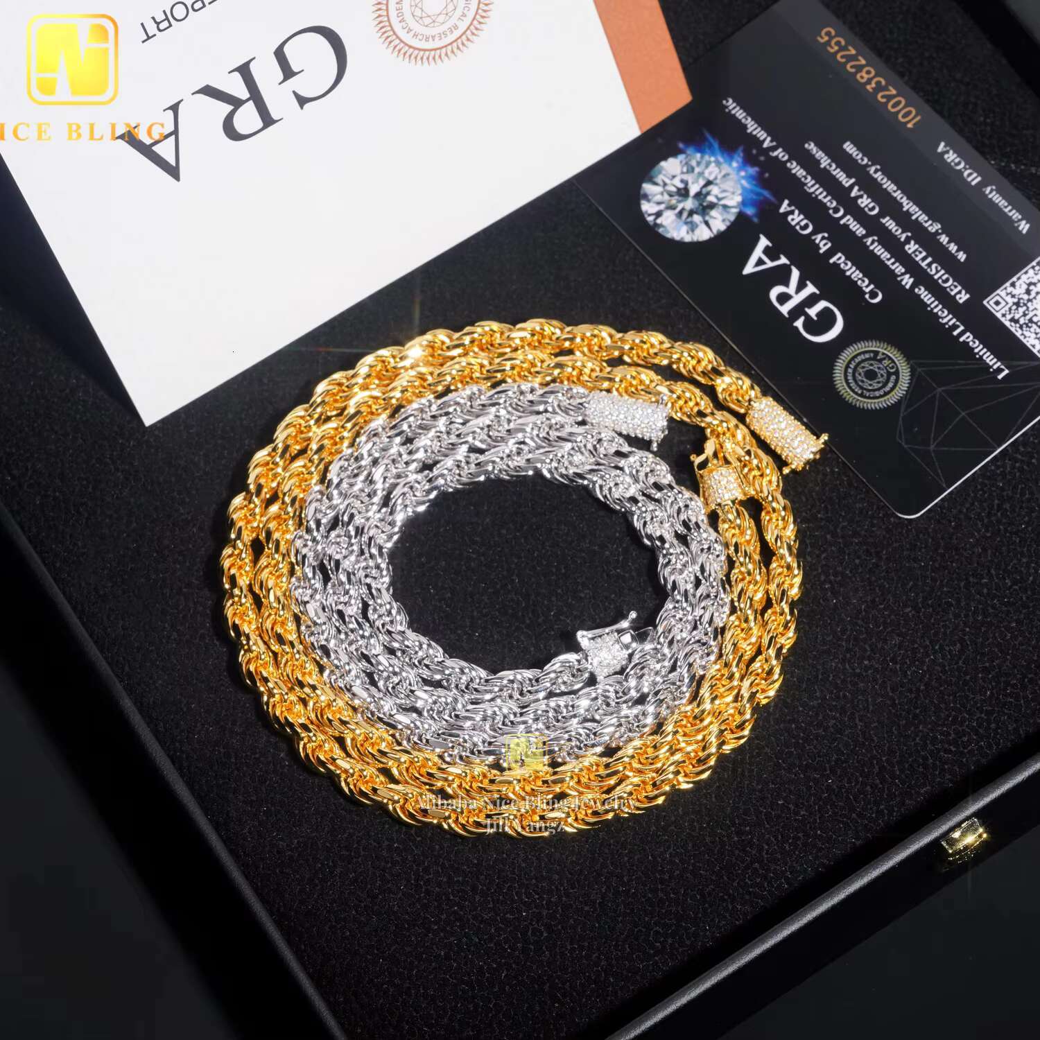 Real Gold Plated 6mm Pass Diamond Tester Stainless Steel Moissanite Rope Chain Cadena Not Tarnish